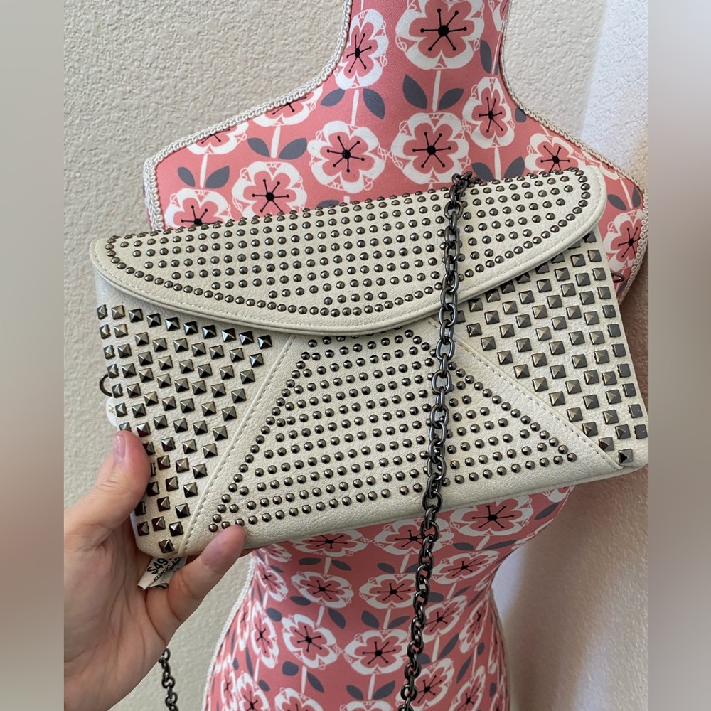 Studded Cream Clutch Bag NWT